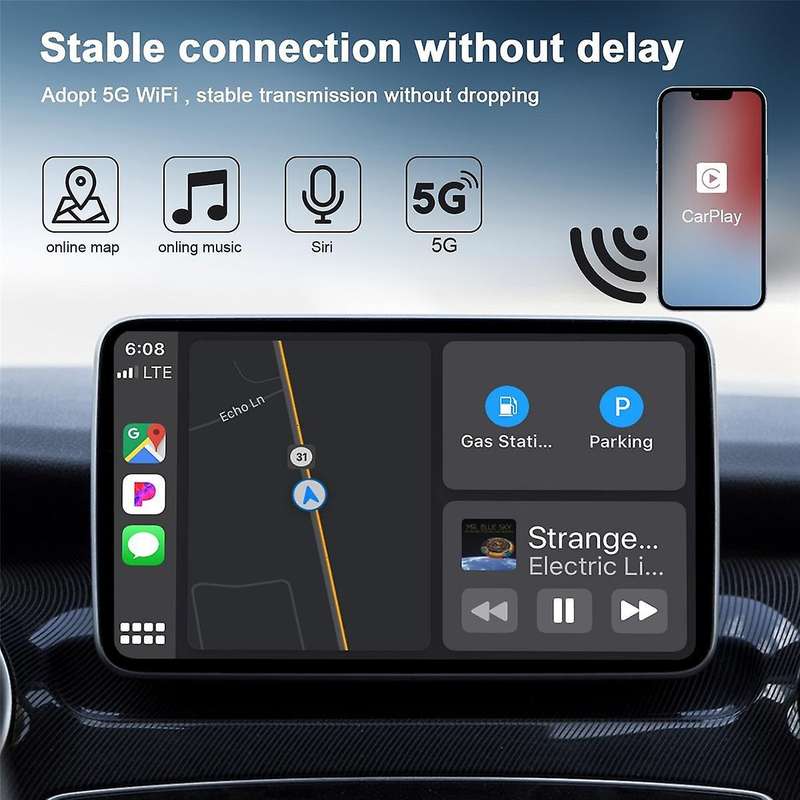 Wireless Carplay Dongle Adapter for Wireless Auto Car Adapter for Plug Play WiFi Online Update
