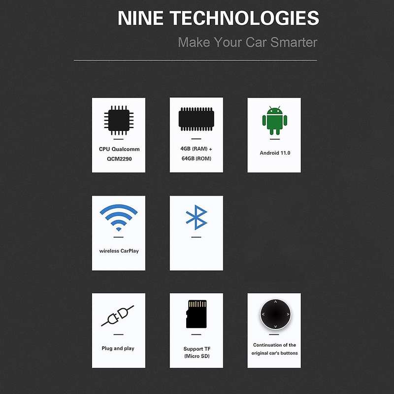 Wireless Carplay Mini Box A5 Wi Adapter 4+64g with Android System for Car with Wired Carplay