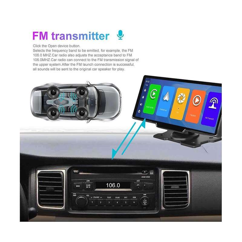 Wireless Carplay Portable Car Stereo Android Auto, 9.3 Inch Hd Touchscreen with Bluetooth Rear Back