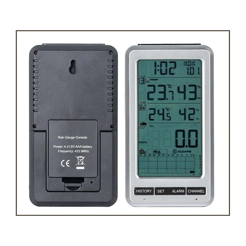 Wireless Digital Rain Gauge with Self-emptying Collector 3-in-1 Weather Station Rainfall History Ale