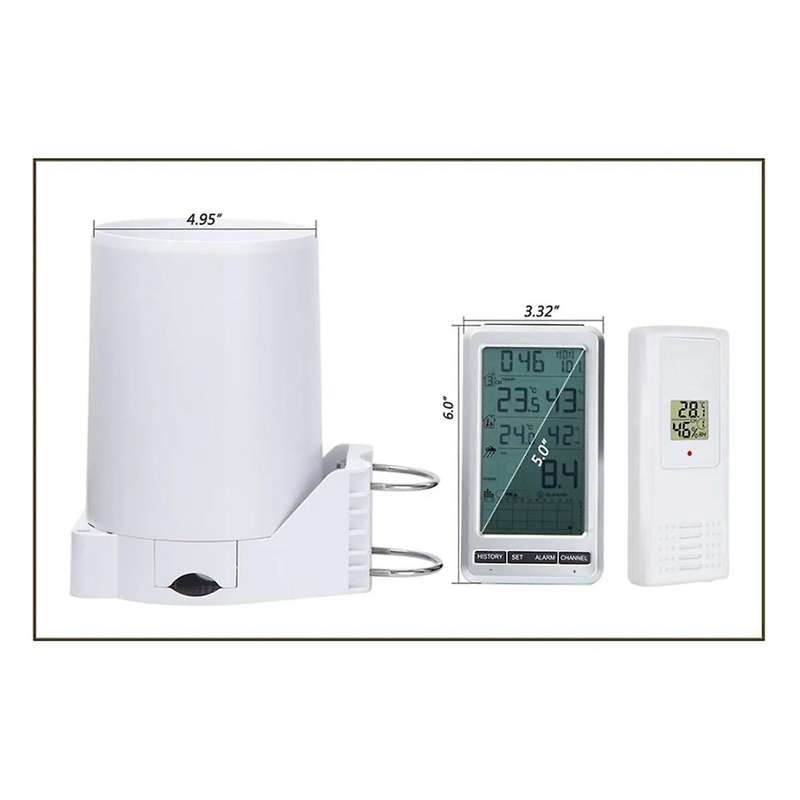 Wireless Digital Rain Gauge with Self-emptying Collector 3-in-1 Weather Station Rainfall History Al