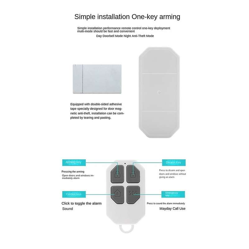 Wireless Door and Window Alarm140dB Sound and Light Alarm Multi-Function Alarm for Home Security Ant