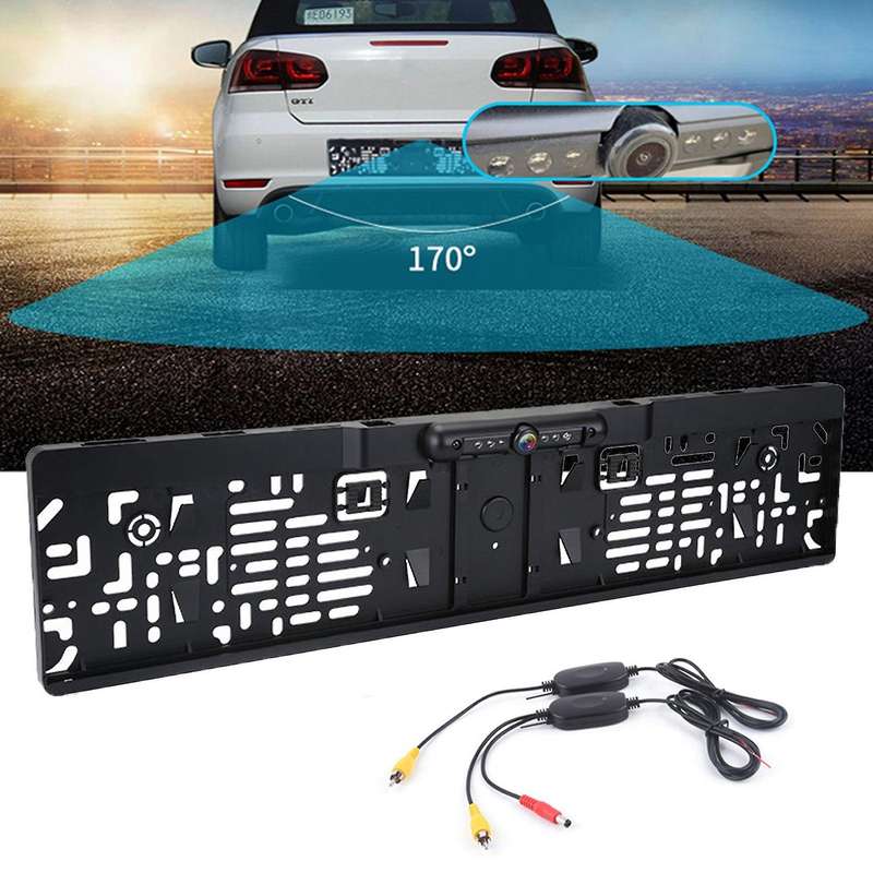 Wireless EU Car License Plate Frame CCD Dynamic Trajectory Rear View Camera Night Vision Reverse Cam