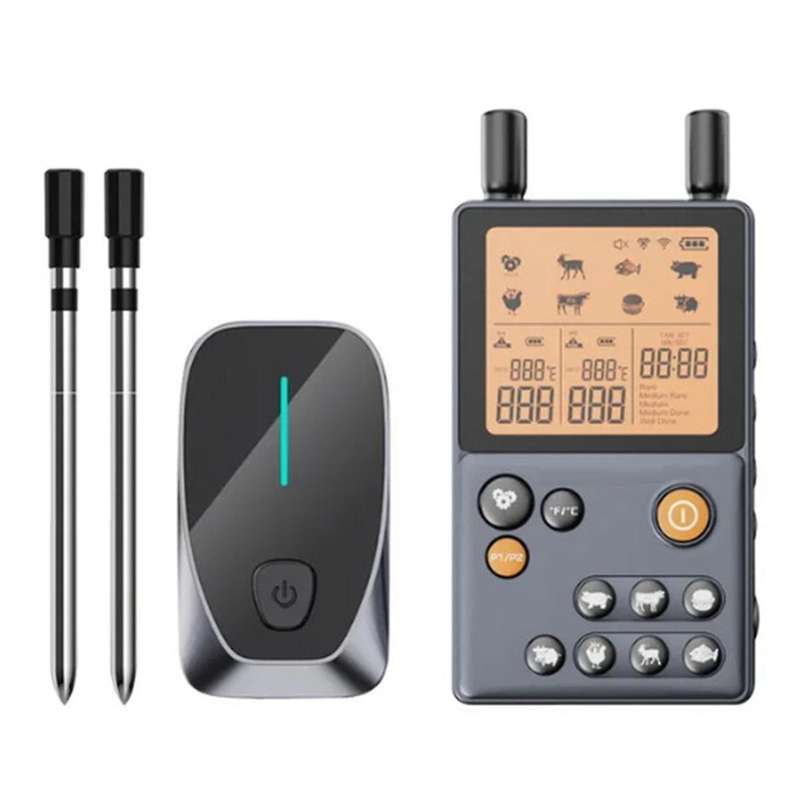 Wireless Meat Thermometer Dual Probes Food Thermometer with Amplifier 100M Transmission Distance for