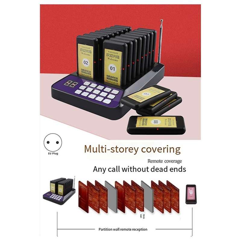Wireless Meal Pickup Device, Restaurant Cafe Vibrating Meal Pickup Caller, Meal Calling Device Eu-pl