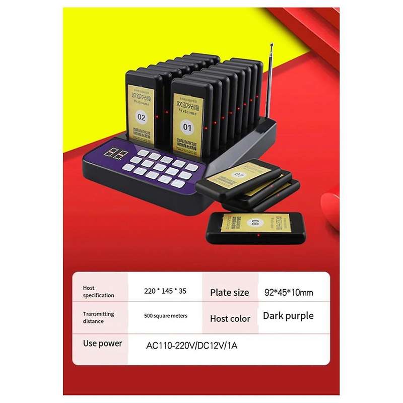 Wireless Meal Pickup Device, Restaurant Cafe Vibrating Meal Pickup Caller, Meal Calling Device Eu-pl