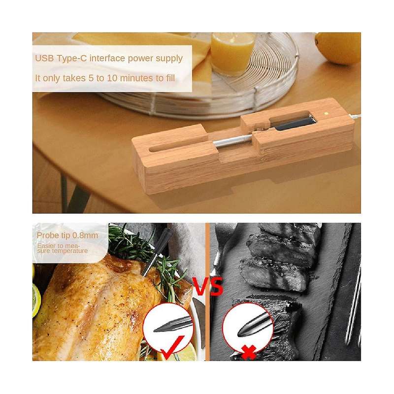 Wireless Meat Thermometer Remote Digital Kitchen Cooking Food Meat Tools Smart Digital Bluetooth Ba