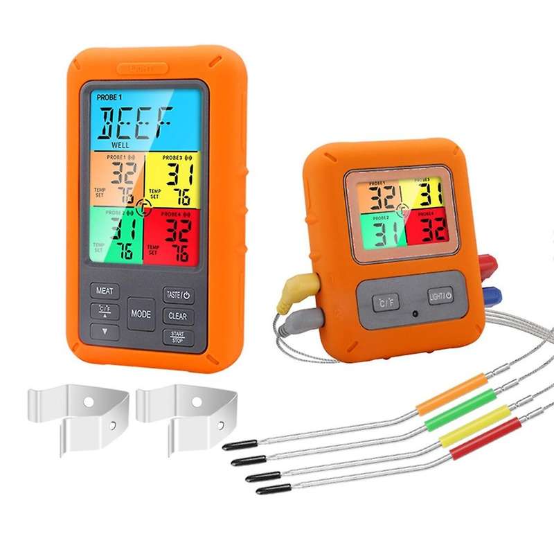 Wireless Meat Thermometer, Upgraded Digital Food Thermometer for Cooking with 4 Temperature Probes,