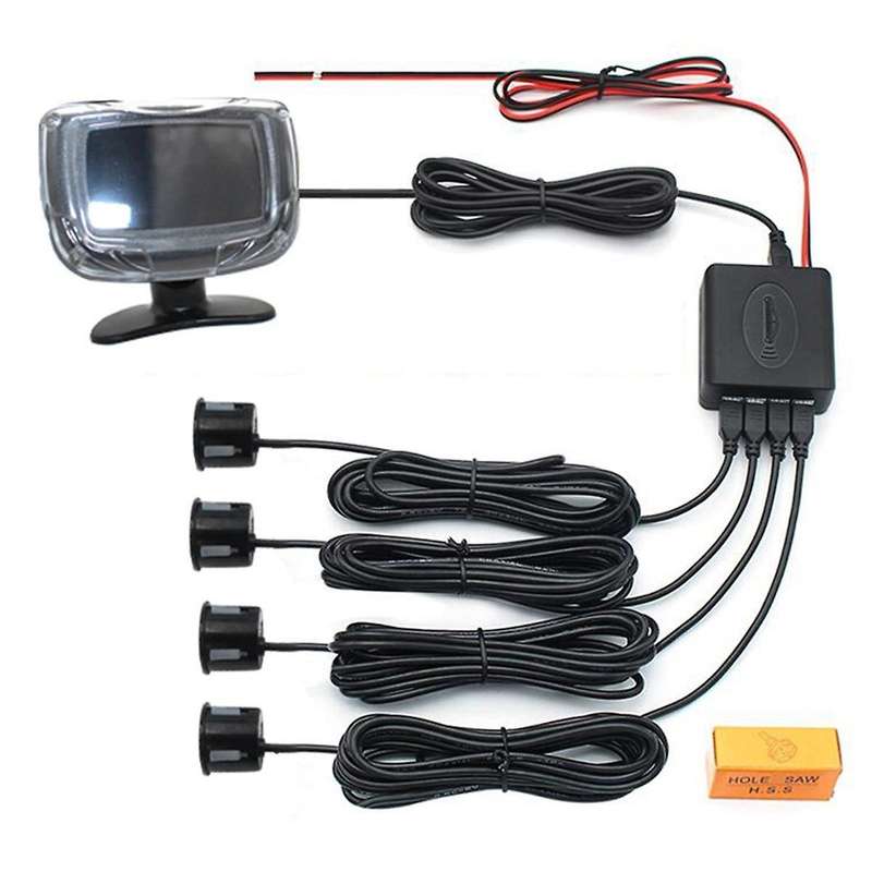 Wireless Parking Sensor Kit Lcd Display 4 Radar Probes 65db Buzzer Alert Reverse Parking Monitoring
