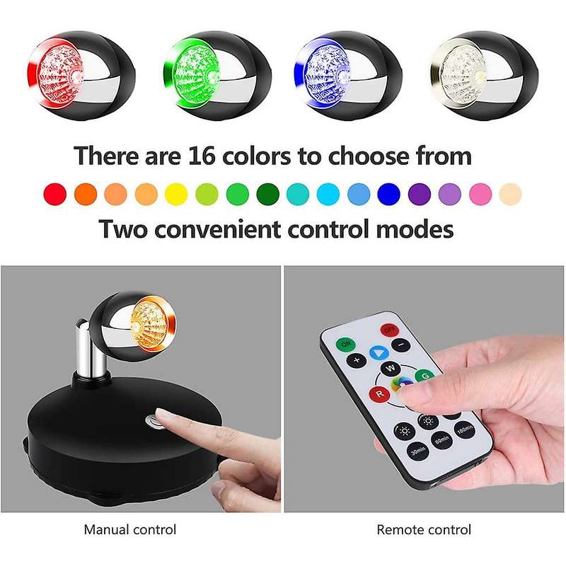 Wireless Spotlight Battery Operated Accent Lights,dimmable Led Spotlights with Remote Rotatable Wall