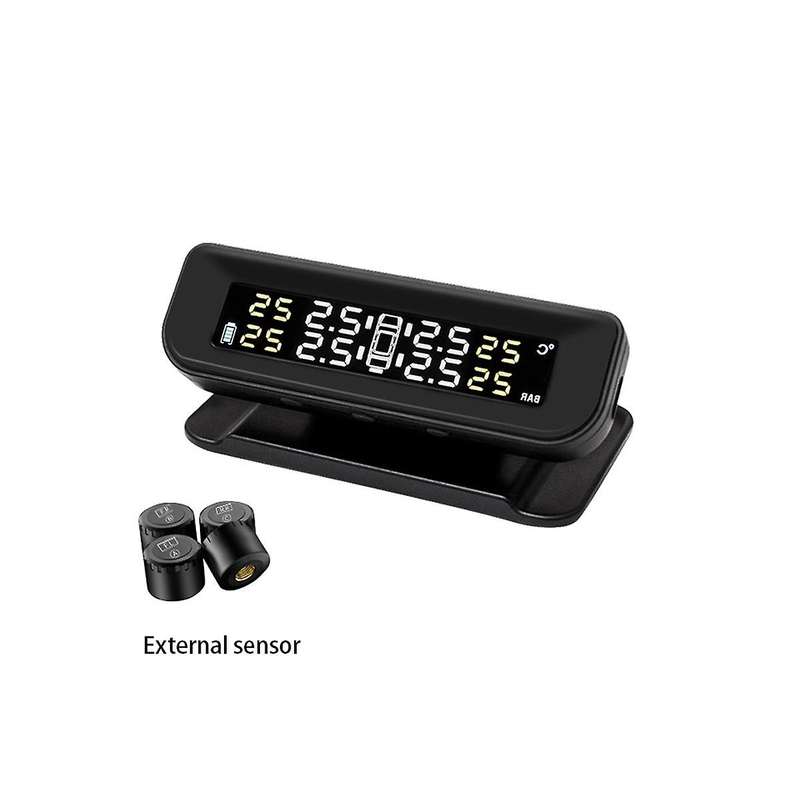 Wireless Solar Tpms Car Tire Pressure Alarm Monitor System Display Temperature Warning with 4 Extern