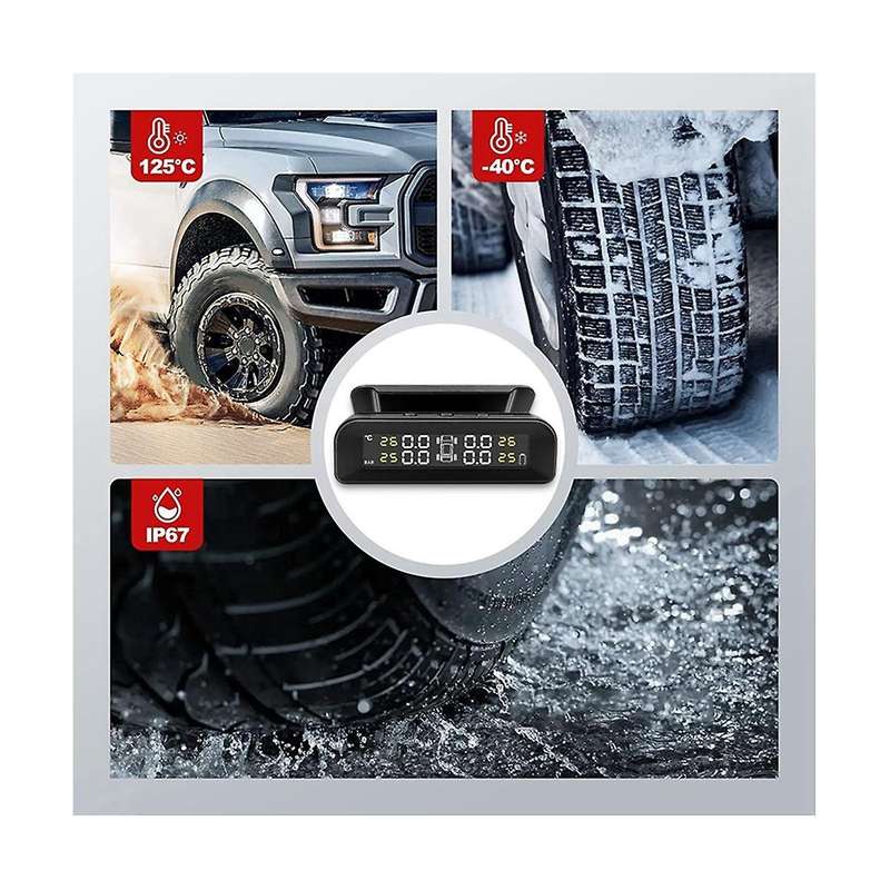 Wireless Solar Tpms Car Tire Pressure Alarm Monitor System Display Temperature Warning with 4 Extern