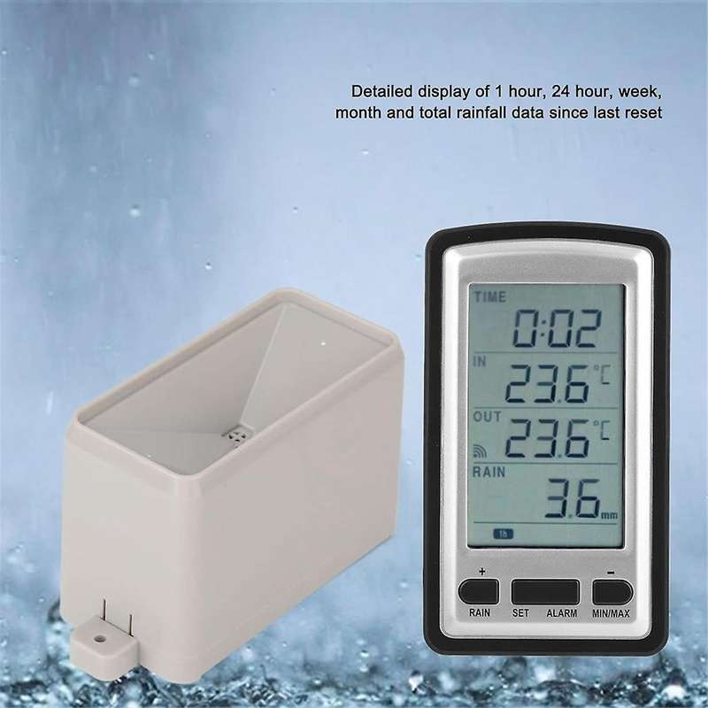 Wireless Rain Meter Gauge Weather Station Indoor/Outdoor Temperature Recorder