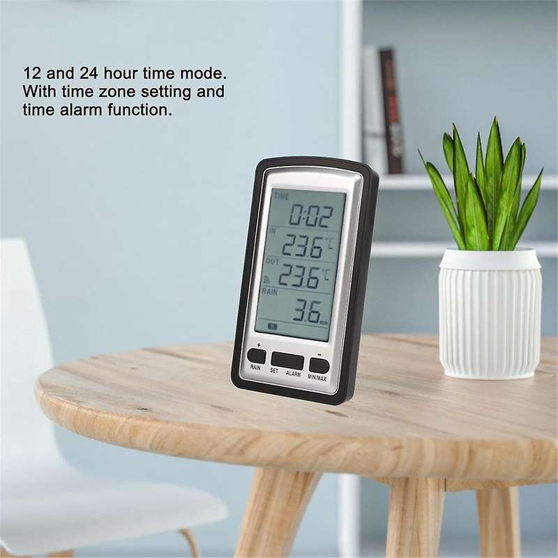 Wireless Rain Meter Gauge Weather Station Indoor/Outdoor Temperature Recorder