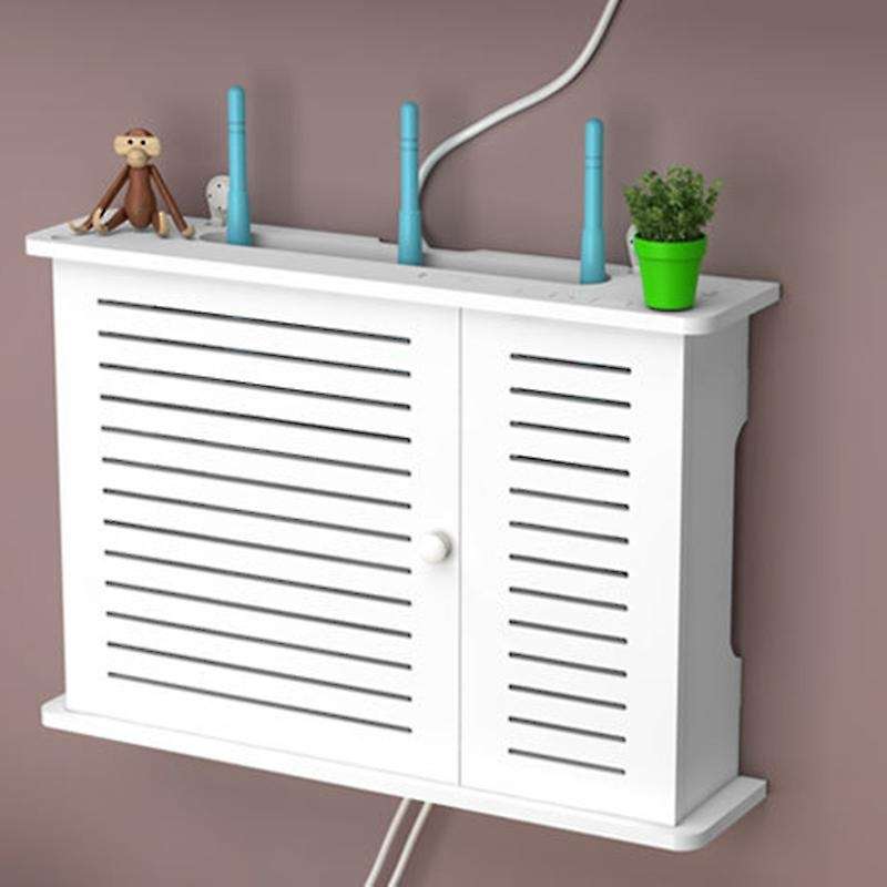 Wireless Wifi Router Storage Boxes Wooden Box Cable Plus Wire Bracket Wall Hanging Plug Board Shelf