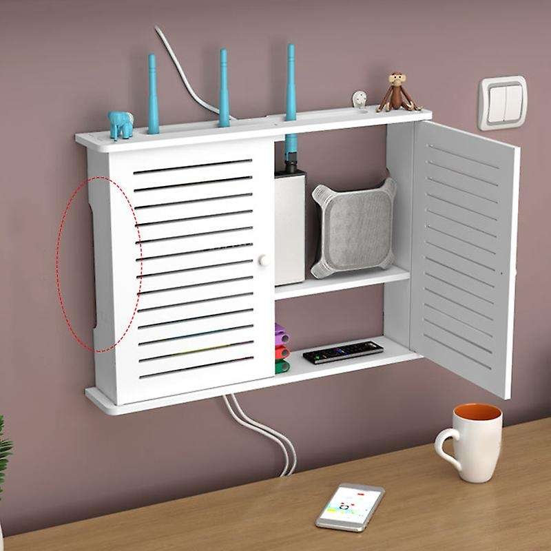 Wireless Wifi Router Storage Boxes Wooden Box Cable Plus Wire Bracket Wall Hanging Plug Board Shelf