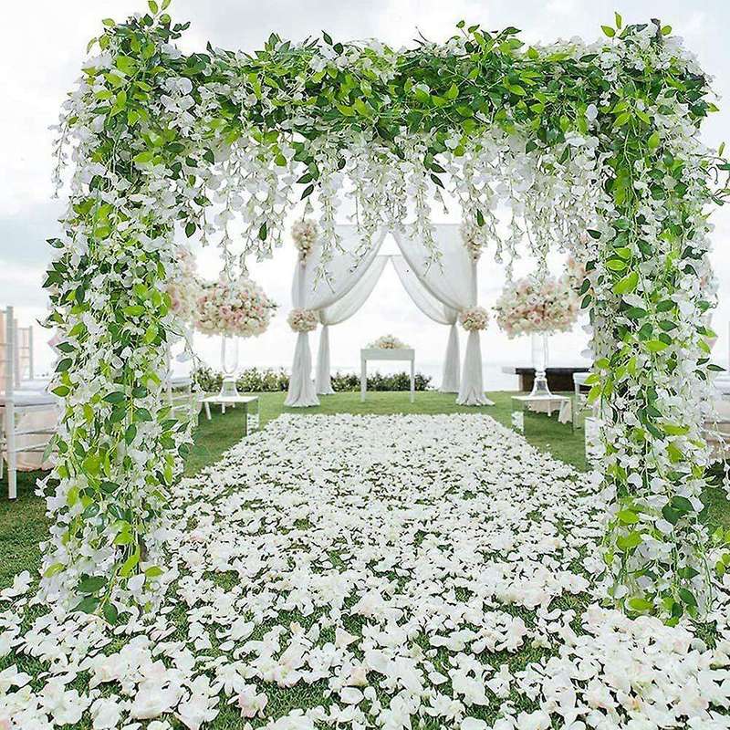 Wisteria Vines Garland,Hanging Wisteria Artificial Flowers Strings, Plants Vine Ratta Hanging Garla