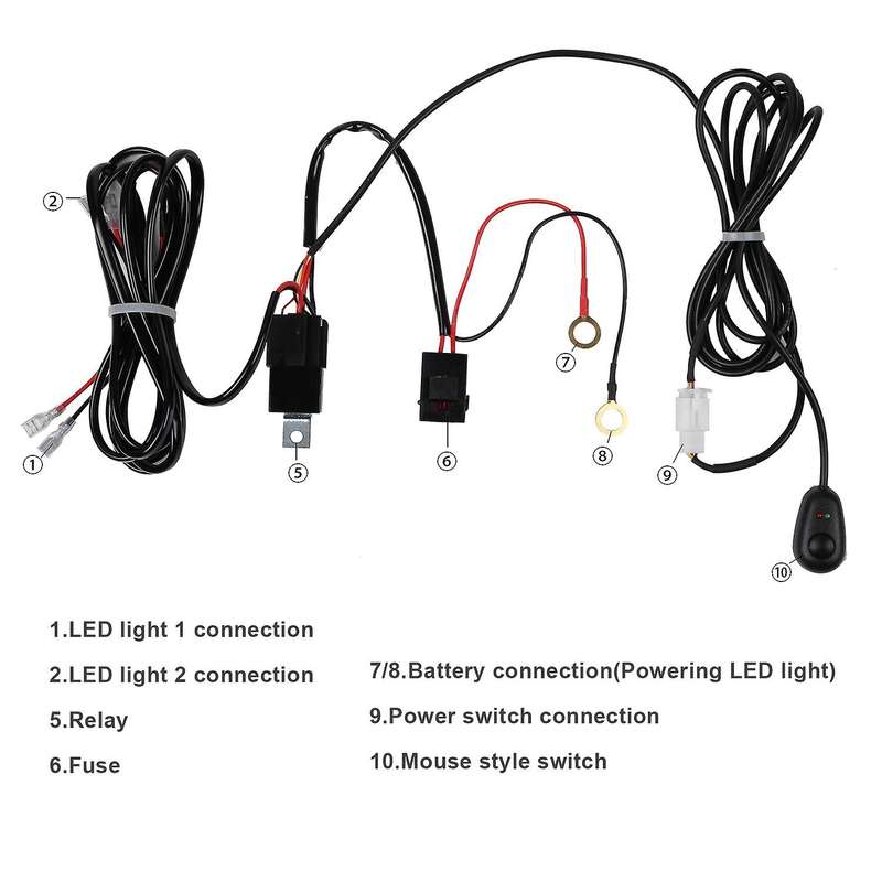 Wiring Harness Kit Fuse Relay Switch 40A 12V for LED Work Driving Light HID Bar
