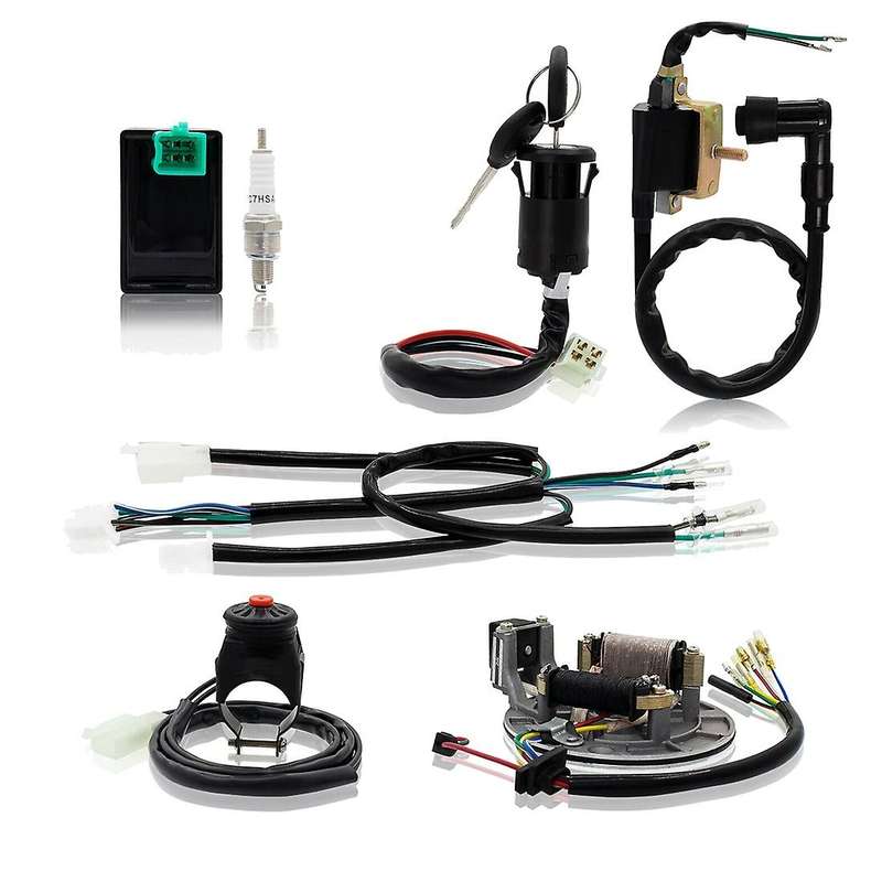 Wiring Harness Loom Ignition Coil CDI Stator Ignition Switch Set for 50-140Cc Dirt Pit Bike ATV