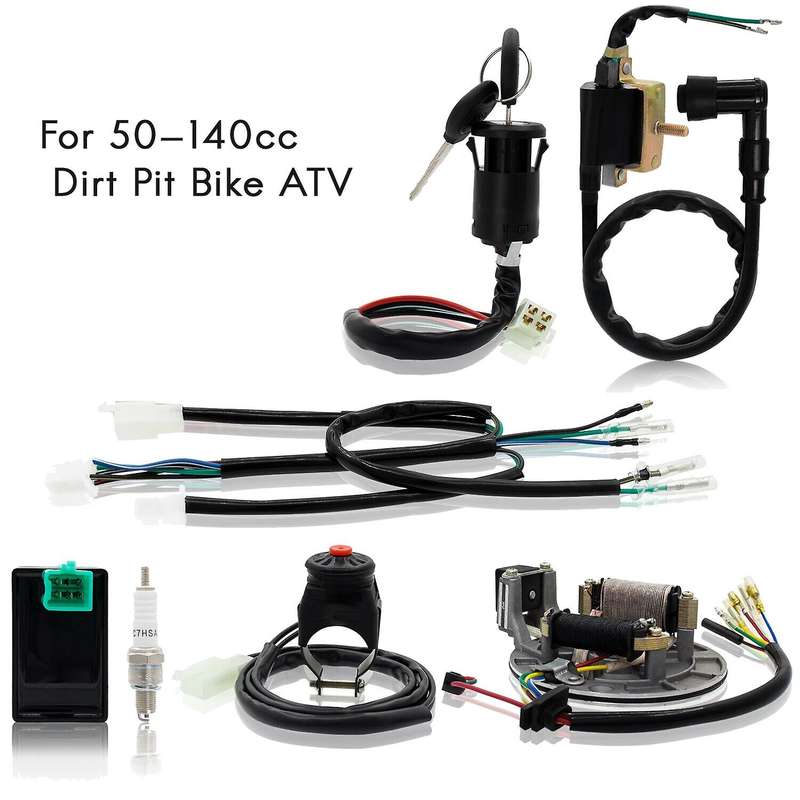 Wiring Harness Loom Ignition Coil CDI Stator Ignition Switch Set for 50-140Cc Dirt Pit Bike ATV