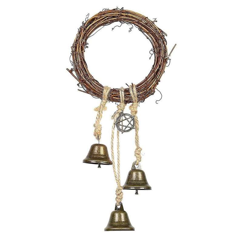 Witch Bells Handmade Pentagram Witch Rattan Bells Home Protection Door Hanger Hanging Witch Bells Ho