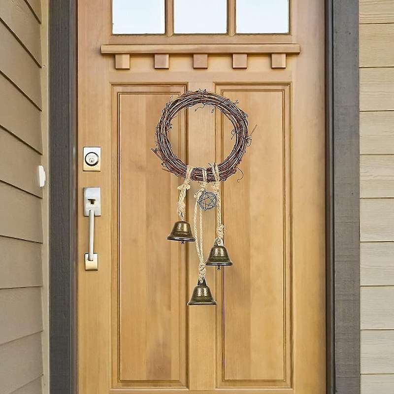 Witch Bells Handmade Pentagram Witch Rattan Bells Home Protection Door Hanger Hanging Witch Bells Ho