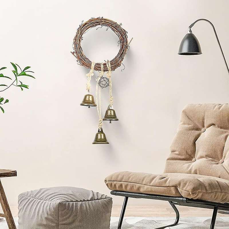 Witch Bells Handmade Pentagram Witch Rattan Bells Home Protection Door Hanger Hanging Witch Bells Ho