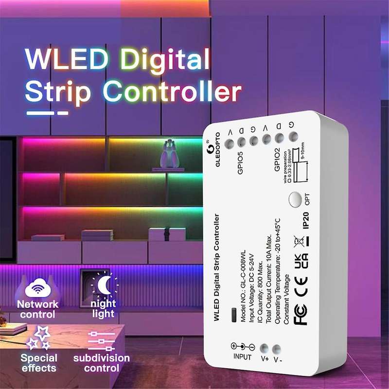 Wled Strip Controller Led Lights Over 100 Dynamic Lighting Modes Diy Wifi App Control 800 Ic Rgb R