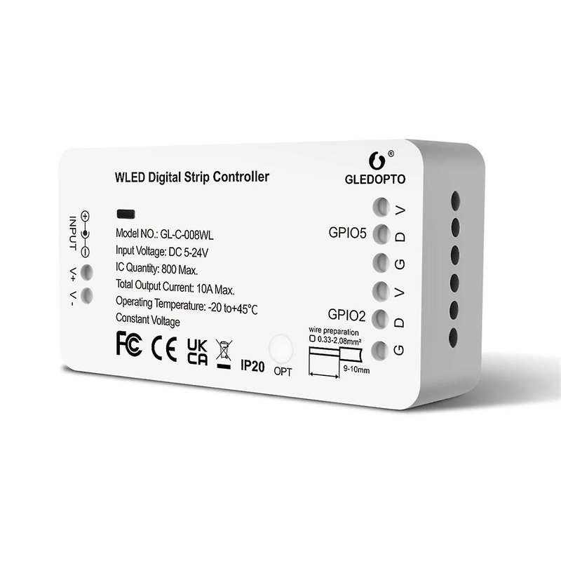 WLED RGB RGBW Digital Strip Controller Supports WS2811 SK6812 SM16703P WS2812B APP Web MQTT and Home