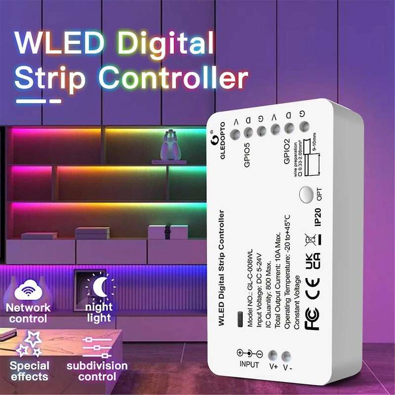 WLED RGB RGBW Digital Strip Controller Supports WS2811 SK6812 SM16703P WS2812B APP Web MQTT and Home