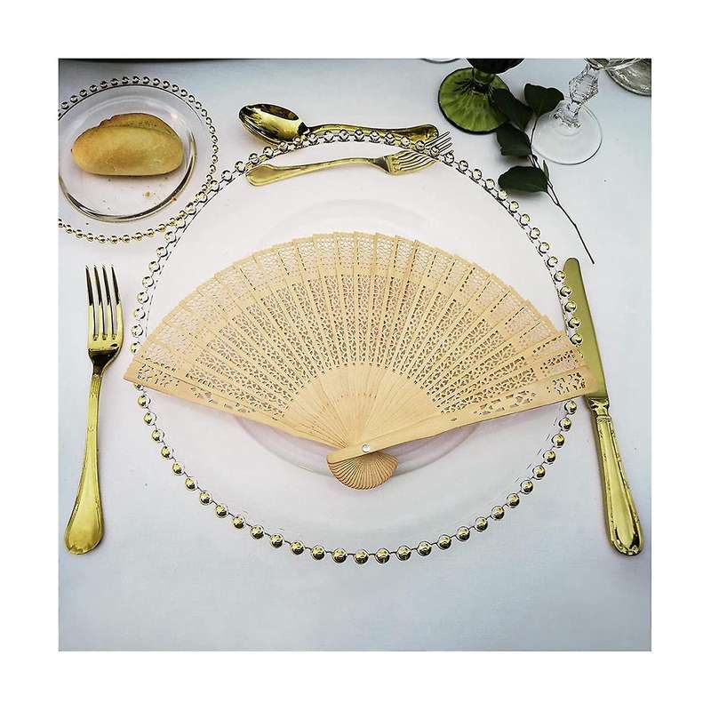Women Wooden Fan Folding Hand Fan Wooden Fan with Bag Gold Fan for Favors Fan Bridal Party Favor Fo