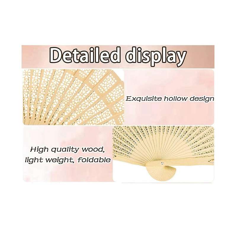 Women Wooden Fan Folding Hand Fan Wooden Fan with Bag Gold Fan for Favors Fan Bridal Party Favor Fo