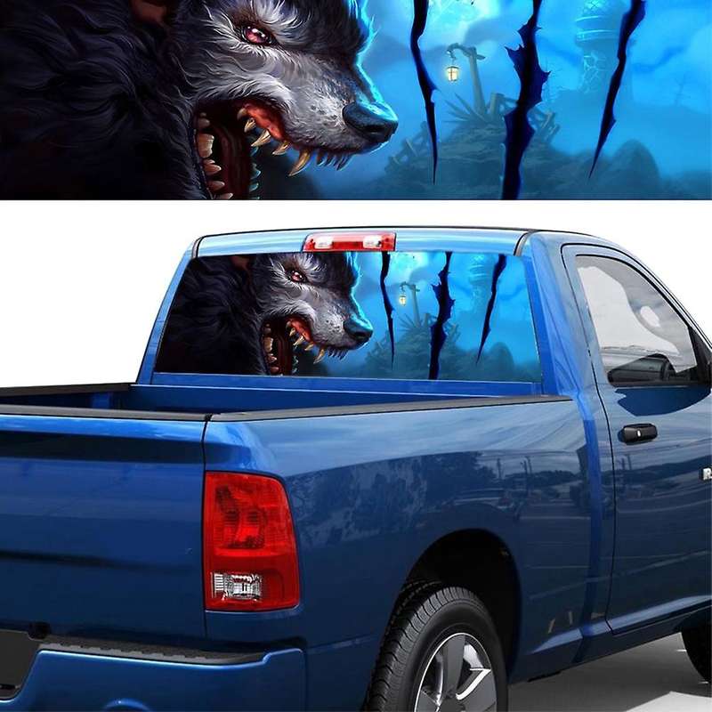 Wolf Totem for Truck Suv Pickup 3D Rear Windshield Decal Sticker Decor Rear Window Glass Poster 165X
