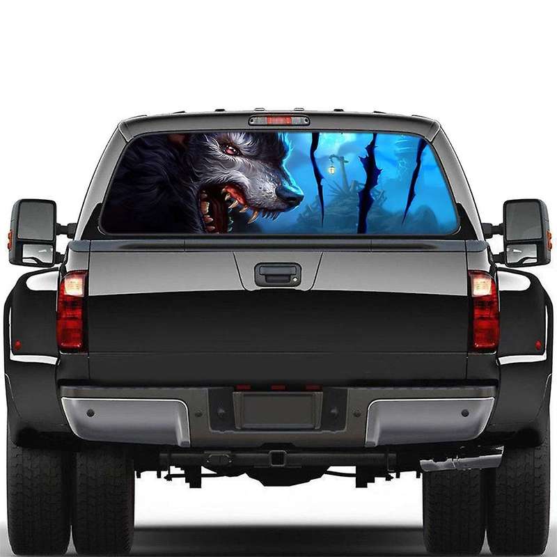 Wolf Totem for Truck Suv Pickup 3D Rear Windshield Decal Sticker Decor Rear Window Glass Poster 165X