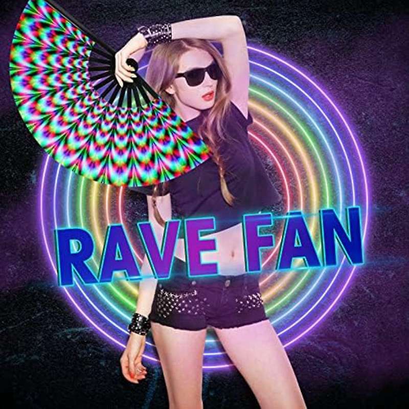 Women Raves Fold Hand Fan Fluorescence Glow Party Club Prom Disco Freaky Pub Decorative Folding Fans