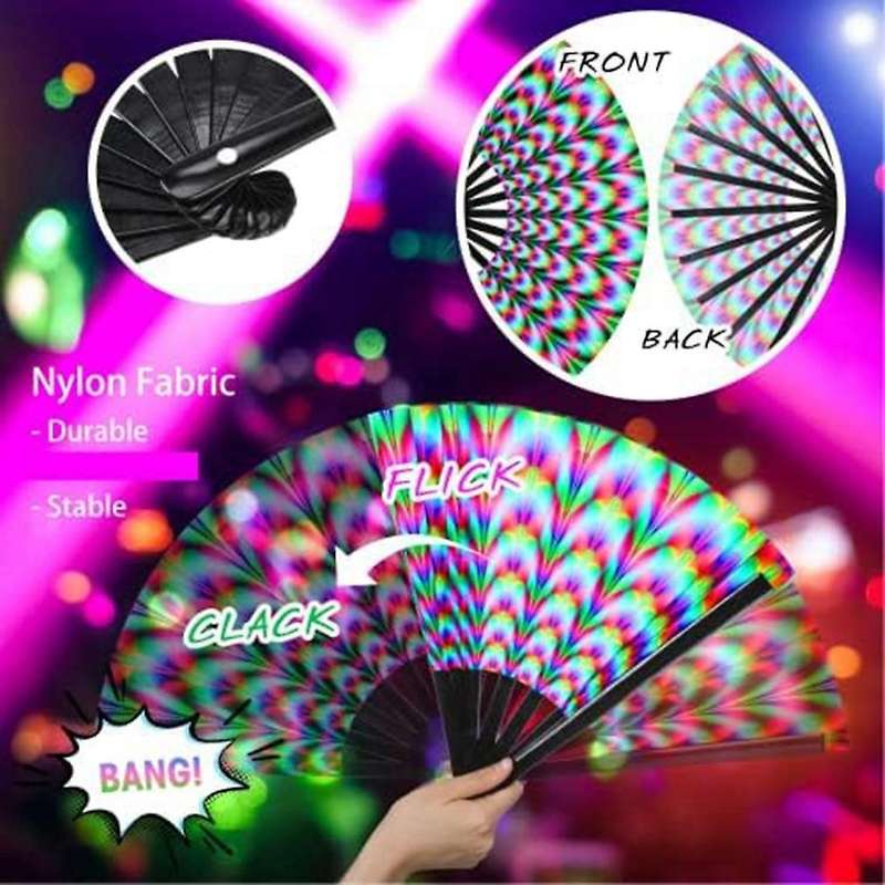 Women Raves Fold Hand Fan Fluorescence Glow Party Club Prom Disco Freaky Pub Decorative Folding Fans