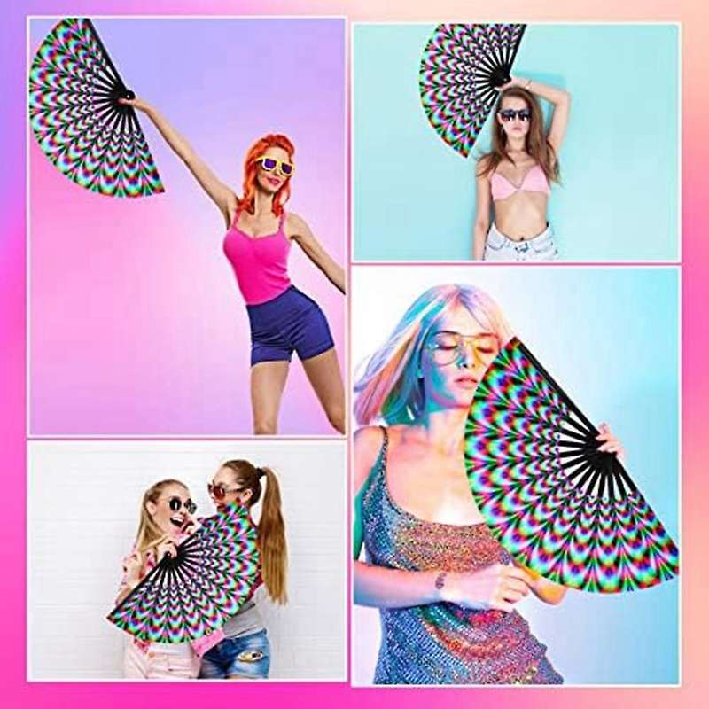 Women Raves Fold Hand Fan Fluorescence Glow Party Club Prom Disco Freaky Pub Decorative Folding Fans