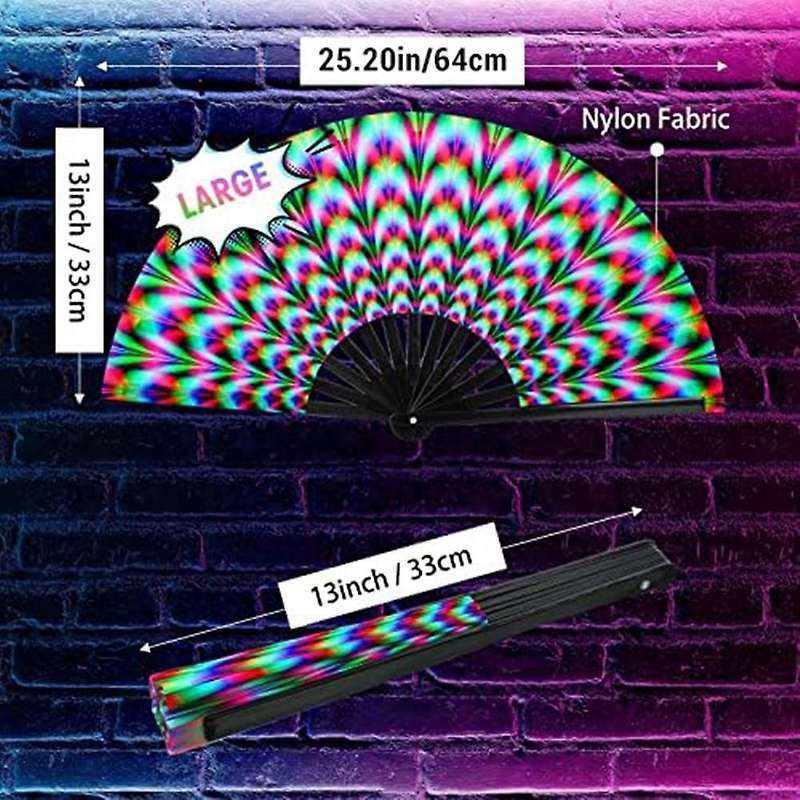 Women Raves Fold Hand Fan Fluorescence Glow Party Club Prom Disco Freaky Pub Decorative Folding Fans