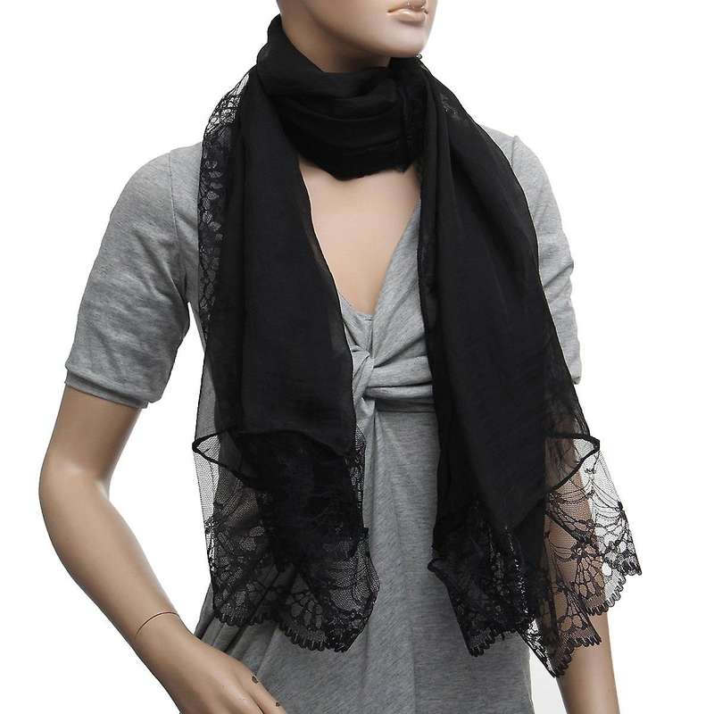Woman Scarves Chiffon Lace Scarf Wrap Scarf Black