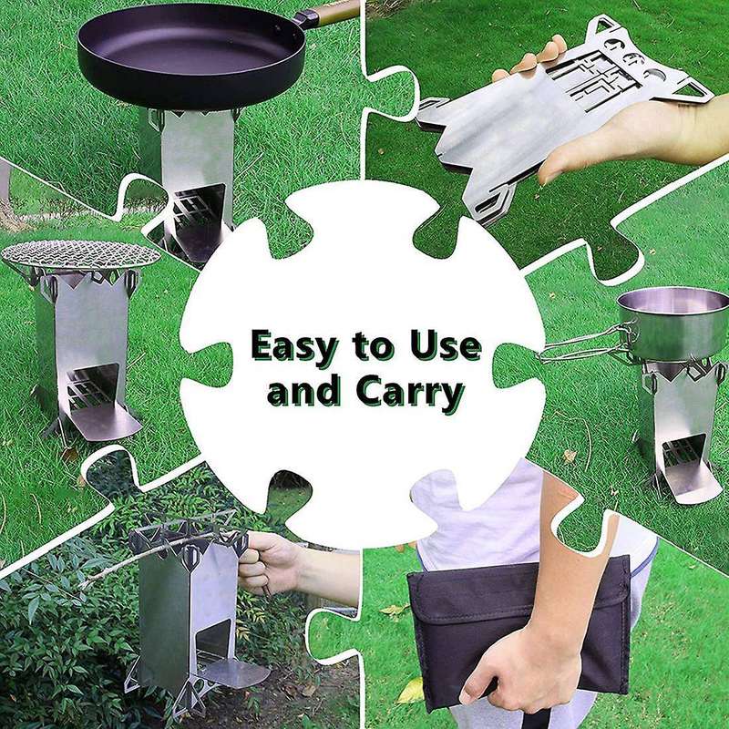 Wood Burning Camping Stove, Portable Backpacking Stainless Steel Wood Stove Camping Accessories for
