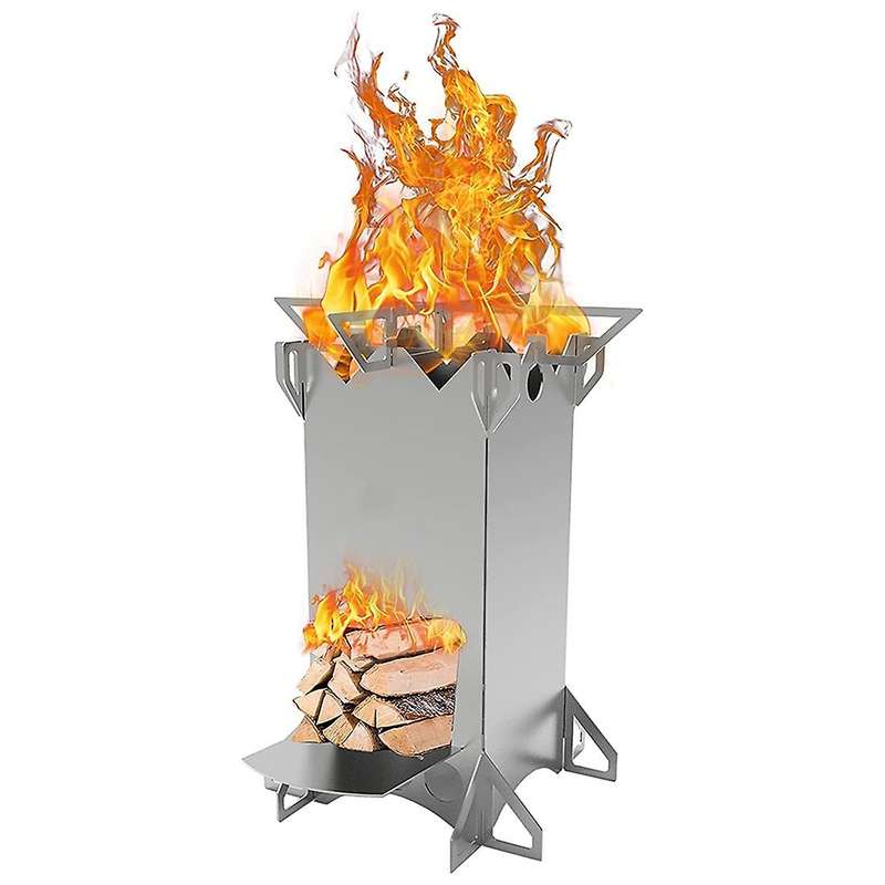 Wood Burning Camping Stove, Portable Backpacking Stainless Steel Wood Stove Camping Accessories for