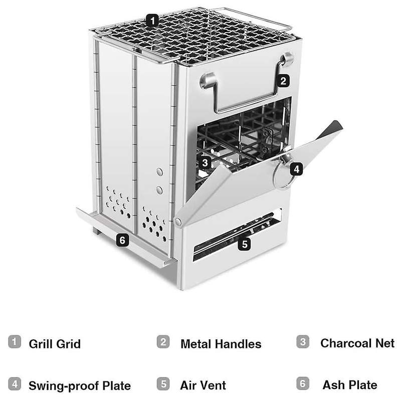 Wood Burning Camp Stove Portable Backpacking Stove Folding Grill, Perfect for Outdoor Camping Hiking