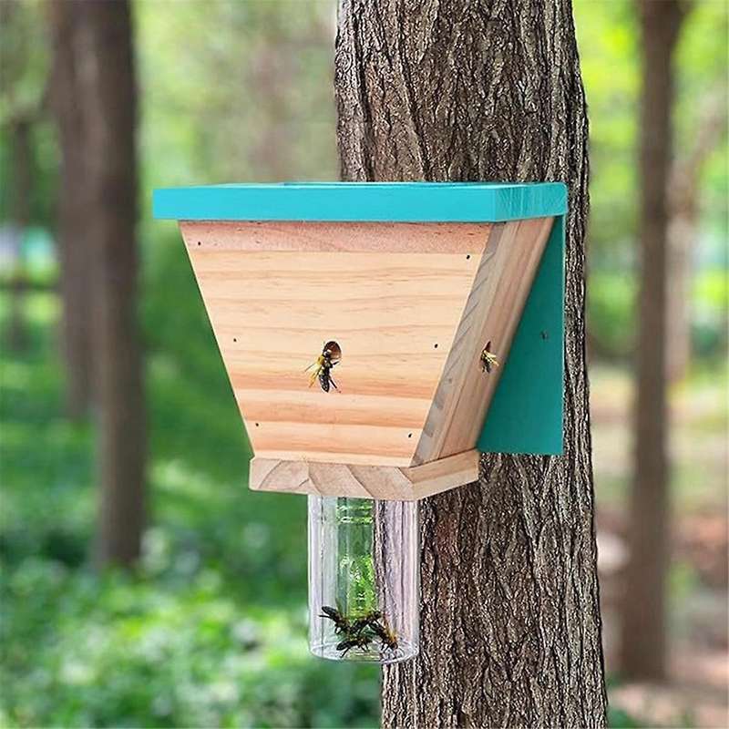 Wood Carpenter Bee Trap for Outside - Wood Boring Bee Trap-Nature Shed Style Carpenter Bee Traps Out