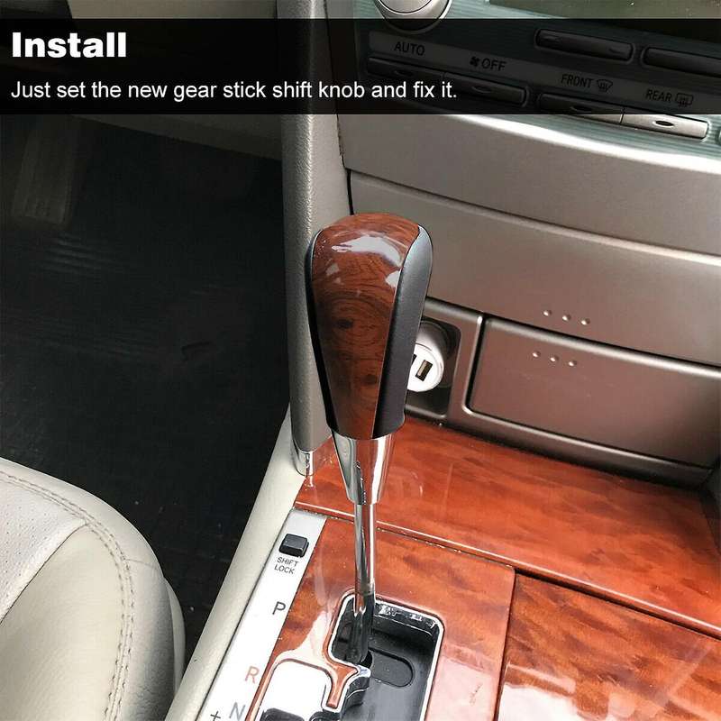 Wood Grain Car Gear Shift Knob for / Fortuner Crown Land Cruiser Lever Shifter Stick Black