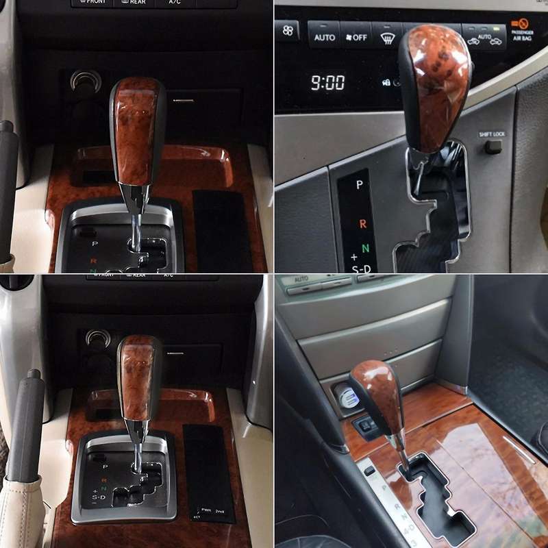 Wood Grain Car Gear Shift Knob for / Fortuner Crown Land Cruiser Lever Shifter Stick Black