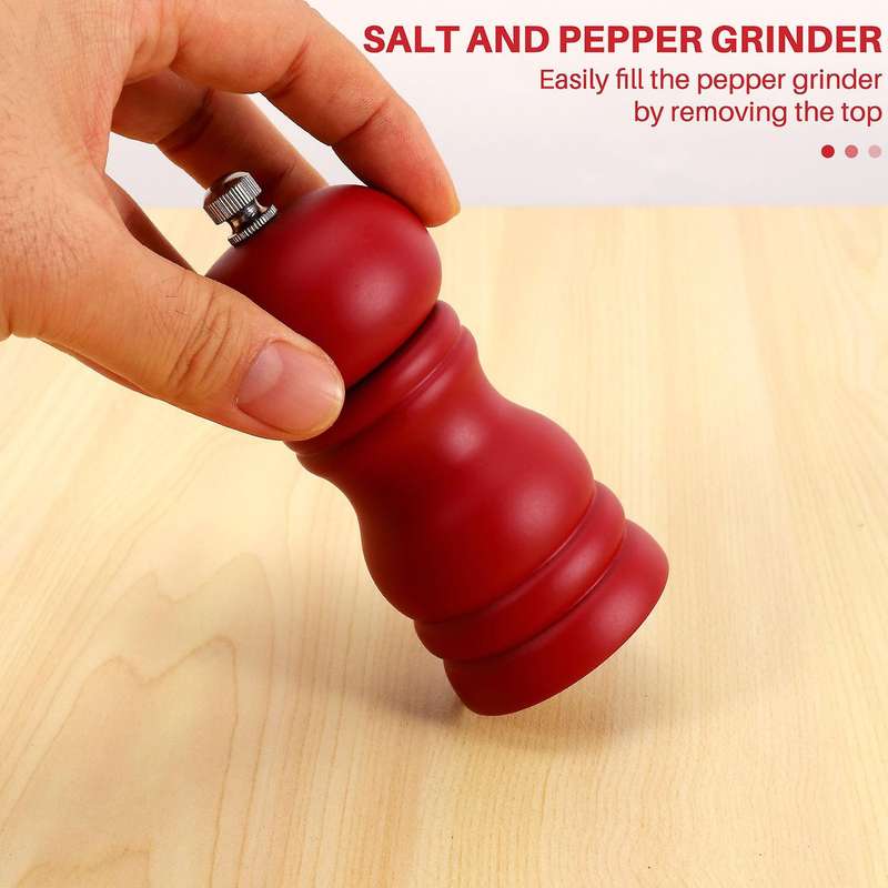 Wood Salt and Pepper Grinder Set Manual Pepper Salt Mill Shaker, Solid Wood with Adjustable Coarsen