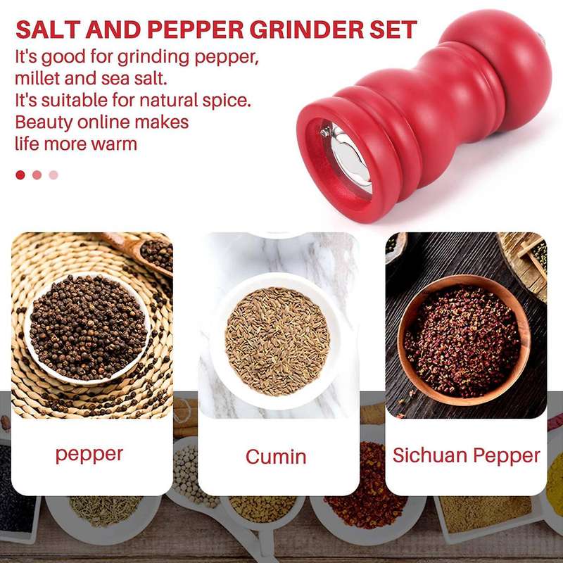 Wood Salt and Pepper Grinder Set Manual Pepper Salt Mill Shaker, Solid Wood with Adjustable Coarsen