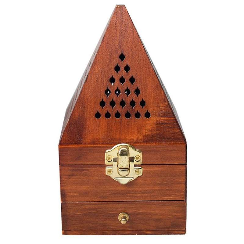 Wooden Agarwood Sandalwood Box Incense Burner Burner Antique Aromatherapy Burner Creative Pyramid H