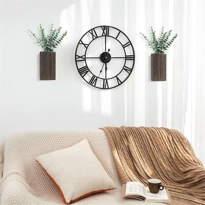 Wood Wall Planter Vase with Artificial Eucalyptus Farmhouse Wall Hanging Decor Pocket Planter for Pl