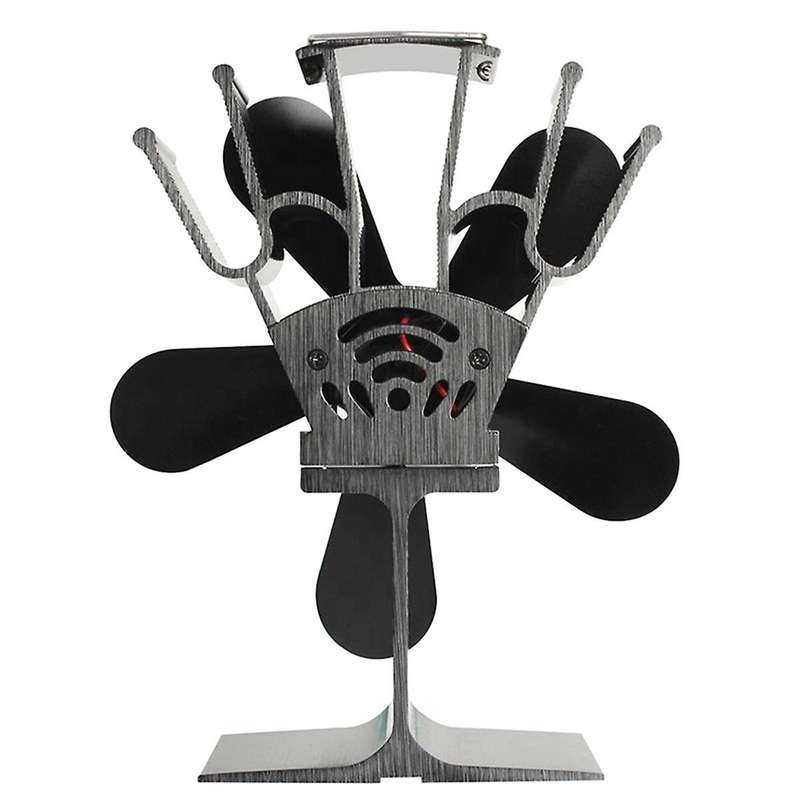 Wood Stove Fan, Fireplace Fan with Thermometer, 5-blade Heat Powered Stove Fan for Wood/log Burners/
